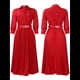 thumbnail image 3 of Vestido Plisado para Mujer, Cuello en V, Larga, Corte A, para Iglesia, Trabajo Formal, Negocios, con Cinturón Rojo M, 3 of 10