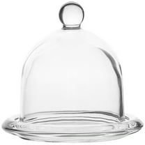 Monyance Cake Plate Clear Glass Cake Tray with Dome Cover Decorative Round Cupcake Dessert Fruits Tray(3.74X3.74X3.66Inches)