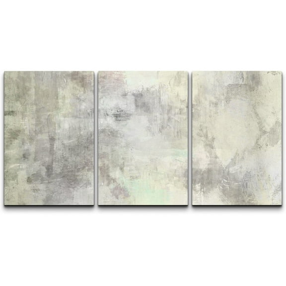 wall26 Canvas Print Wall Art Set Gray & Light Green Grunge Paint Strokes Abstract Shapes Illustrations Modern Art Bohemian Colorful Multicolor for Living Room, Bedroom, Office - 16"x24"