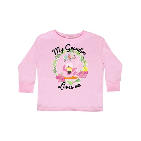 

Inktastic Baby Flamingo My Grandpa Loves Me with Flower Wreath Gift Toddler Boy or Toddler Girl Long Sleeve T-Shirt