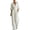 White, variant on Women's Elegant Wide Leg Jumpsuit, Deep V-Neck Half Sleeve Flowy Romper, High Waist Pleated Bodysuit, Formal Outfit for Evening Party Yellow XL