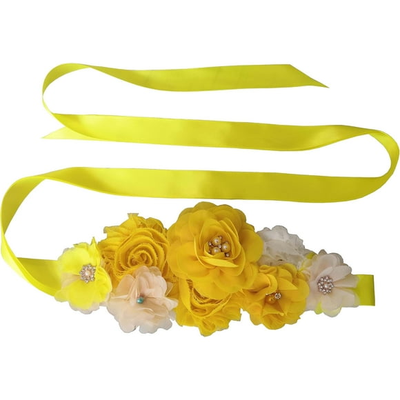 SHIQI-Wedding Bride Belt Sash Floral Sash Belts for Maternity Dresses Floral Belt Sash Girls Women Baby Shower Sash Belt