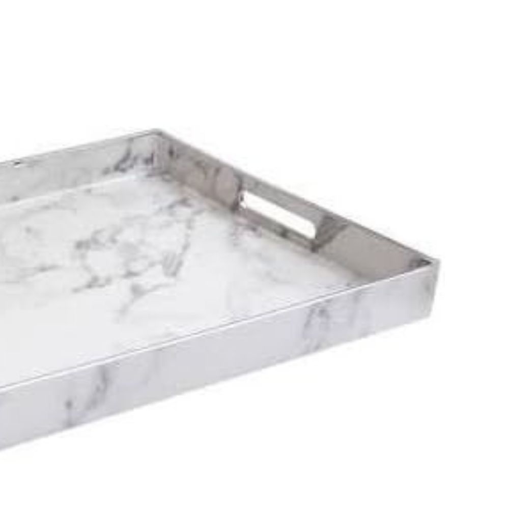 American Atelier, Marble White Gray, Rectangular, Polypropylene Serving Tray with Handles, 14X19" - image 5 of 6