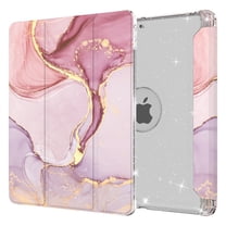 Dteck Compatible with iPad 8th Generation / iPad 7th Generation Case, iPad 10.2 Inch Cases with Pencil Holder, Flip Smart Case Trifold Stand Glitter Clear Back Cover,13 Light Purple Marble