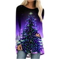 thumbnail image 2 of AOOCHASLIY Women Fall Tops Christmas Women Fashion Casual Long Sleeve Round Neck Tops Loose Printed Blouse, 2 of 5