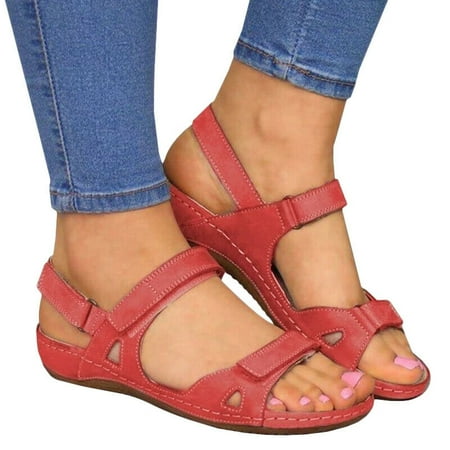 

Womens Summer Orthopedic Wedge Sandals Casual Walking Slingback Flat Shoes Size