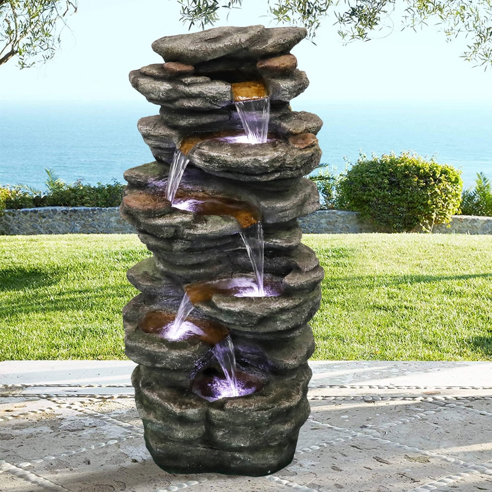 Watnature 40" Outdoor 6-Tier Cascading Fountain