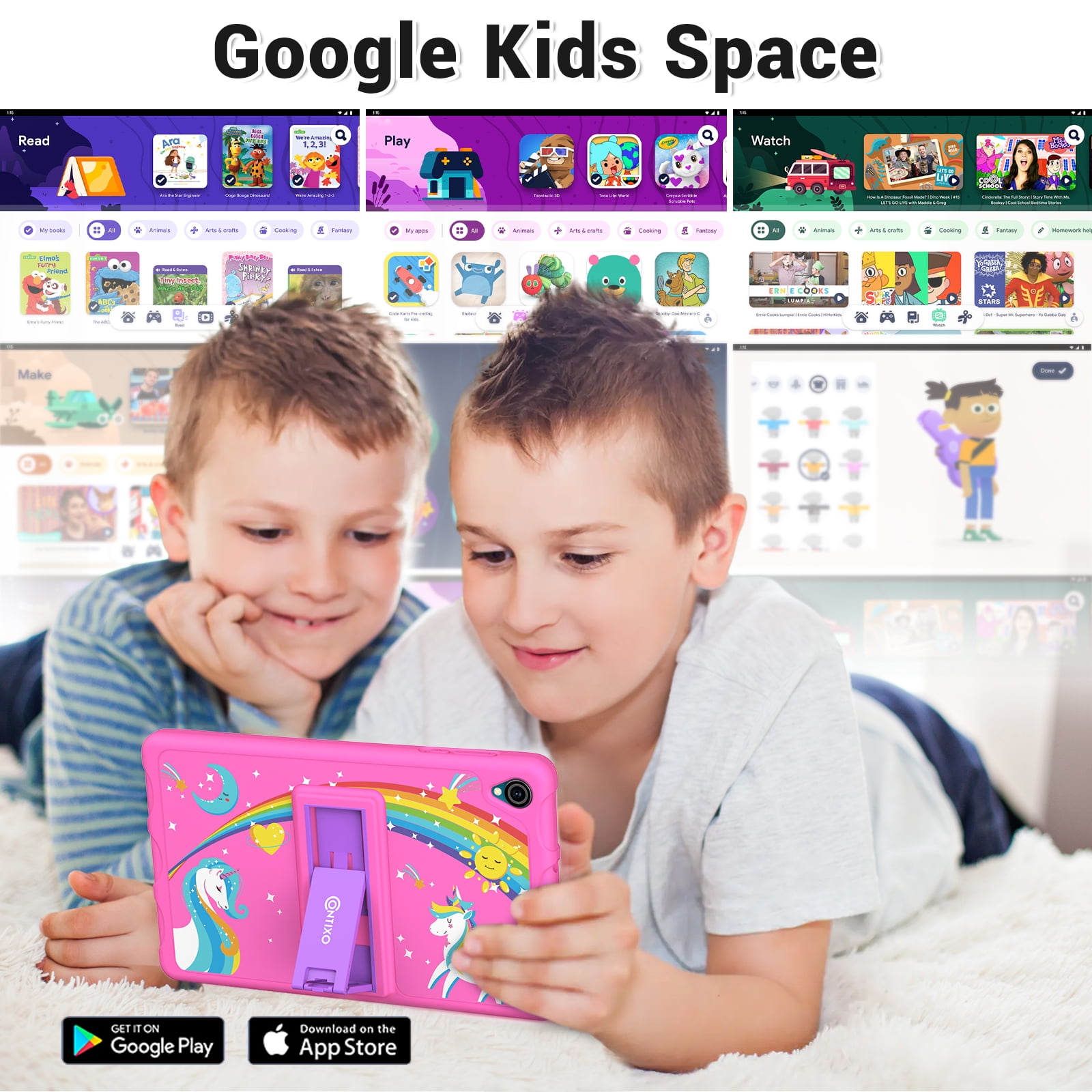 Contixo K80A Kids Tablets, Education Tablets for Kids with Kid-Proof Tablet Case, 8”, Pink