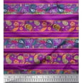 thumbnail image 1 of Soimoi Purple Silk Fabric Stripe,Floral & Paisley Artistic Printed Fabric 1 Yard 42 Inch Wide, 1 of 1