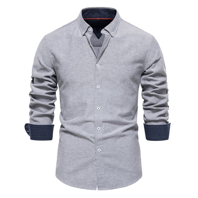 GigrtiJin Chemise Décontractée pour Hommes, Couleur Unie, Mode, Manches Longues, Ajustée, Extensible, Boutonnée, Formelle