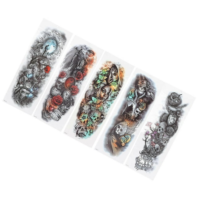 Waterproof Temporary Tattoos Full Arm Tattoo Stickers Long Lasting Fake Tattoos 5Pcs/Set