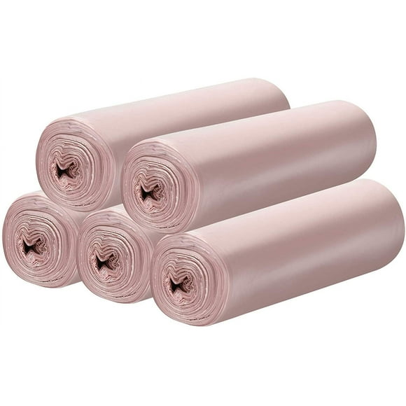 ERDS-5 Rolls Small Trash Garbage Bags, 4 Gallon Strong Thin Material Disposable Kitchen Garbage Bags, Durable Plastic Trash Bags for Office Home Bedroom Garden Waste Bin, 100 Counts (Pink)