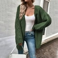 thumbnail image 4 of Fiaer Long Cardigan Sweaters For Women Long Sleeve Solid Loose Fit Casual Trendy Open Front Knitted Tops Green L, 4 of 8
