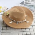 thumbnail image 3 of Womens Crochet Straw Sun Hat Wide Brim Hand Knit Smashable Holiday Bucket, 3 of 5