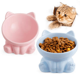Lusifaco Set of 3 Single Elevated Cat Bowls, Ceramic Raised Cat Food Water  Bowl with Bamboo Stand, Porcelain Pet Dishes Stand Feeder with Anti Slip  Feet for Cats and Small Dogs, 13