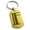 Gold, variant on Stainless Steel Letter F Initial Metro Retro Monogram Engraved Dog Tag Keychain Keyring