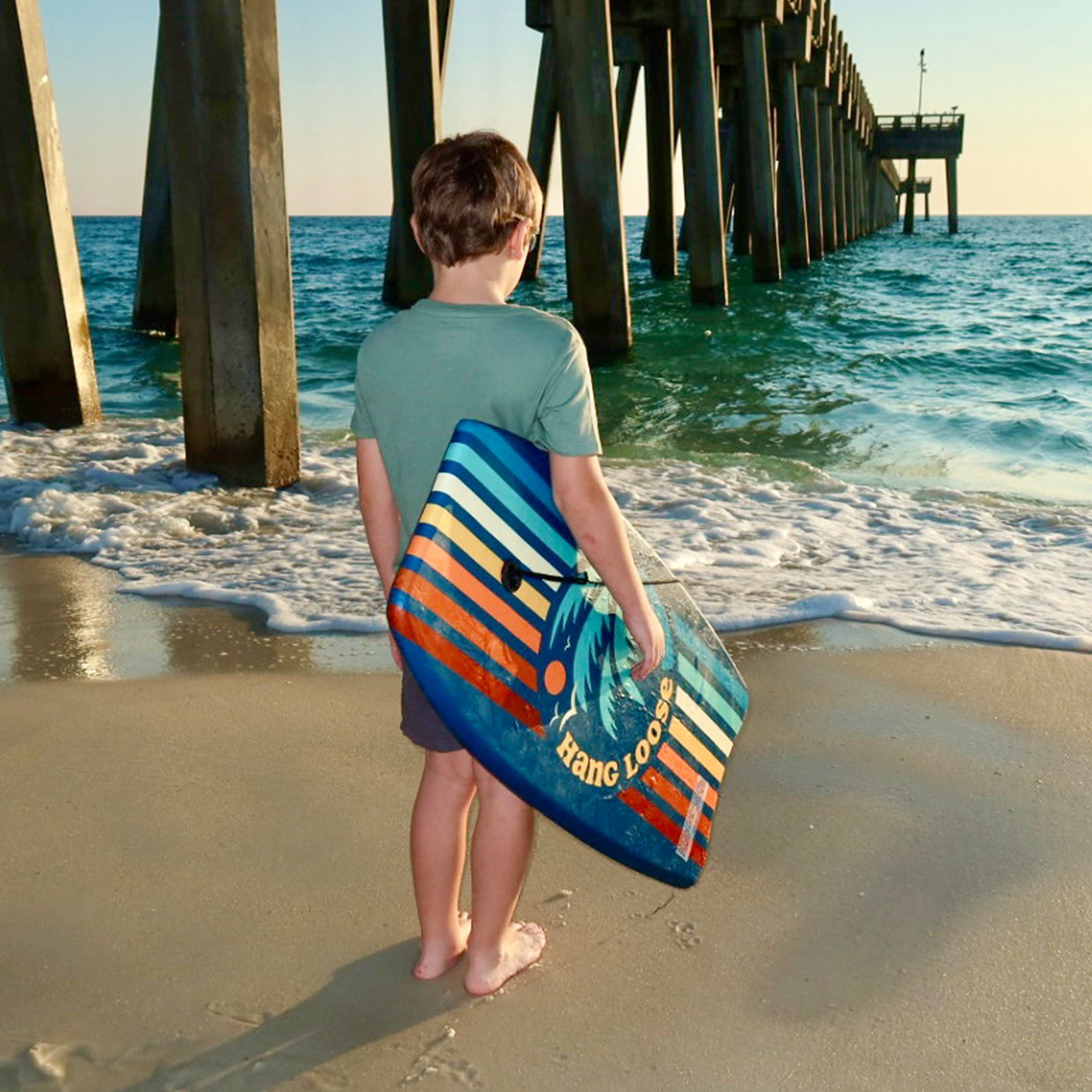 (2 pack) Bluewater Beach 33" Foam Bodyboard with Leash, 95-125 lbs., Hang Loose Print