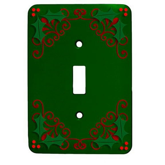 Holly Christmas Single Toggle Holiday Metal Light Switch Cover