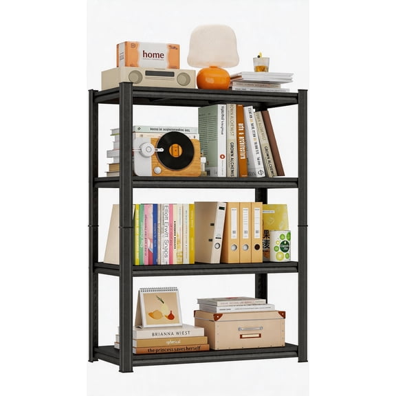 24" W*44" H Book Shelf，4 Tier Metal Wide Bookshelf，Heavy Duty Book Shelfs，Adjustable Shelving Unit，Tall Bookcase，Industrial Bookshelf for Living Room，Bedroom，Office and Library