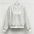 thumbnail image 4 of Ghalytn Women's Sequin Bomber Jacket Long Sleeve Zip Up Stand Collar Sparkly Outerwear Party Night Out, 4 of 5
