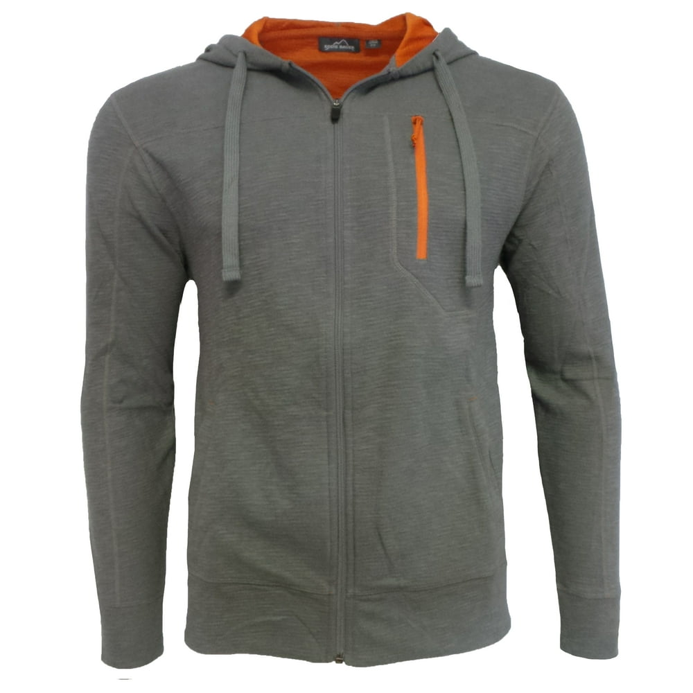Eddie Bauer Men's Hooded Full Zip Jacket (Medium, Castlerock/Orange ...