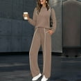 thumbnail image 2 of Sweatsuits Women 2 Piece Outfit, Prolriy Fall Outfits 2025 Wide Leg Pant Matching Sets Womens Clothing Lounge Sets for Women Khaki S, 2 of 8