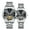 silver black, variant on Rhinestone Skeleton Multifunctional Automatic Self-Winding Mechanical Men Women Couple Watch Business Stainless Steel Sapphire Crystal Waterproof Clock Luminous Moon Phase
