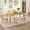 Natural, variant on Euroco 6 Piece Extendable Dining Table Set for 4-6, Retro Kitchen Table Set with Curved Design and 4 Upholstered Chairs, Dining Furniture Set for Kitchen Living Room,Espresso