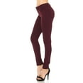 thumbnail image 3 of Auliné Collection Womens Solid Slim Fit Color Skinny Stretchy Ponte Pants Burgundy 2X, 3 of 4