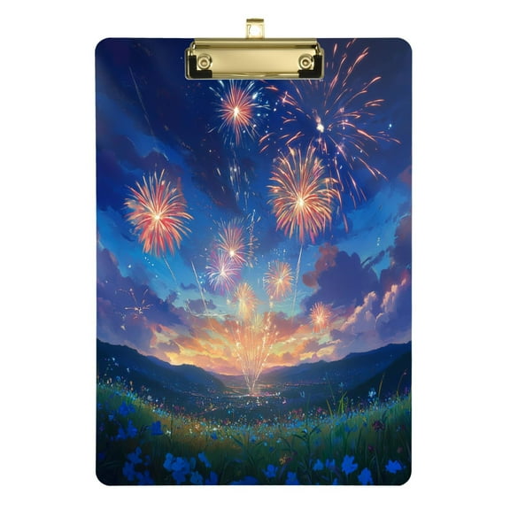 Colorful Fireworks Acrylic Clipboards A4 Standard Size Clipboard 12.5" X 9" Clip Board for Office School Teacher Women Men