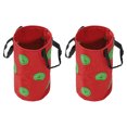 thumbnail image 1 of Unique Bargains 3 Gallon Suspendu Tissu Fraise Grandir Sac avec 12 Trous Rouge Vert 2Pack, 1 of 5