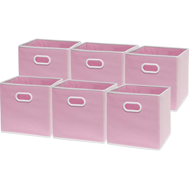Bidones de almacenamiento SIMPLE HOUSEWARE, cubos plegables, 28 cm, color rosa, paquete de 6