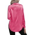 thumbnail image 4 of Innerwin Shirts Long Sleeve Ladies Tunic Tops Office Button Down Soft Blouse Rose Red XL, 4 of 5