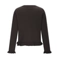 thumbnail image 4 of Vibrex Women's Solid Color Round Neck Knitted Sweater Button Up Cardigan Top Wave Lace Long Sleeve Round-Neck Cardigan Knit Sweater Fall Winter Trendy Outerwear Travel Clothes Women Fitted Tops, 4 of 9