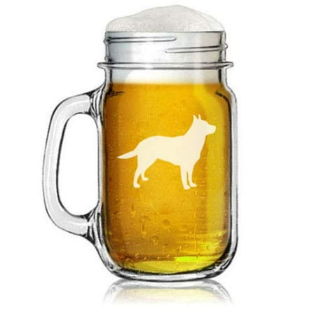 16oz Mason Jar Glass Mug w/Handle Australian Cattle Dog