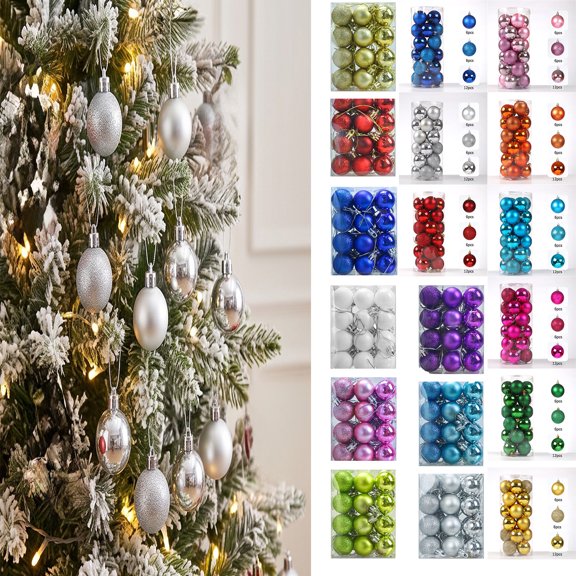 NWQKYZGH 24PCS Christmas Tree Bauble Balls, Shatterproof Hanging Ornaments for Xmas Tree Home Holiday Party Decoration -1.57 × 1.57 in