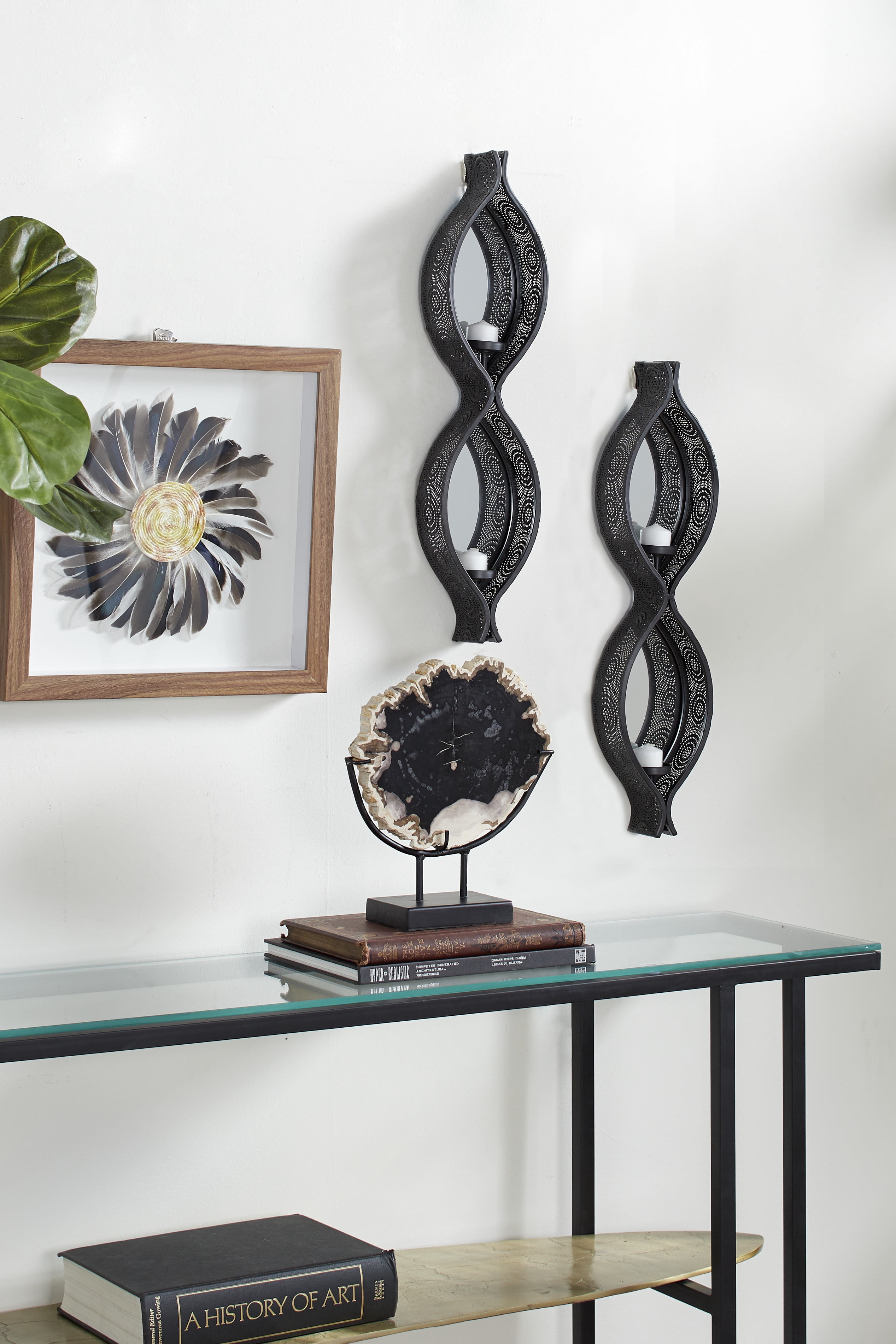 Buy Decmode - Eclectic Figure Eight Black Mesh Metal Wall Sconce Candle