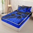 thumbnail image 2 of Erosebridal Urban Tech Game Controller Pattern Zipper Twin Comforter Sets with Fitted Sheet and 2 Pillowcases,Gear Element Print Zipper Bedding Set,Royal Blue Black,Reversible, 2 of 6