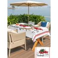 thumbnail image 4 of Outdoor Tablecloth with Umbrella Hole and Zipper, Christmas Rectangle Table Cloth 54x80 Inch Waterproof Tablecloth, Xmas Truck Tree Snowflake Red Striped Picnic Table Cover for Patio Camping, 4 of 7