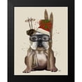 thumbnail image 2 of Fab Funky 15x18 Black Modern Framed Museum Art Print Titled - English Bulldog, Skiing, 2 of 5