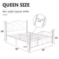 thumbnail image 3 of VECELO Queen Size Bed Frame with Butterfly Shaped Headboards and Footboard, Metal Platform Bed Frame/Mattress Foundation, No Box Spring Needed, Easy Assembly, White, 3 of 10