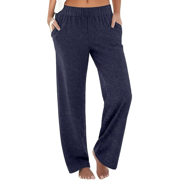 Pantalones boho palazzo de mujer, cintura alta, pierna ancha, estampado floral, estilo informal de verano con bolsillos, tallas S-XXL