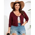 thumbnail image 6 of Yesfashion Women's Plus Size Short Sleeve Knit Cardigan Lightweight Lace-Up Front Open Sweater Cardigans, 6 of 7