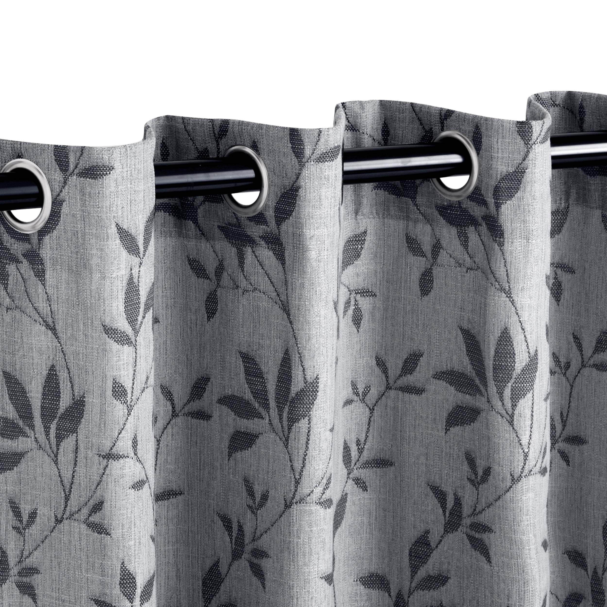 Superior Ghera Jacquard Semi Sheer Curtains, 52" x 96", (2 Panels), Charcoal/Grey