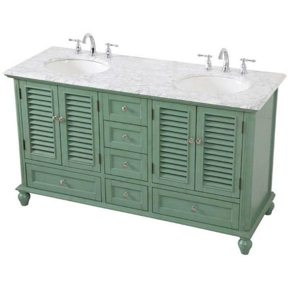 Elegant Kitchen and Bath 60 inch Double Bathroom Vanity in Vintage Mint
