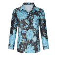 thumbnail image 4 of USSUMA Button Down Lapel Plus Size Summer Tops for Women 2022 Trendy Floral Print Womens Tunic Tops V Neck Basic Shirts Tees Short Sleeve Dressy Blouses for Women, 4 of 8