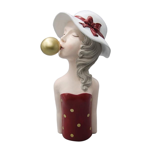 Estatua de niña de resina, escultura, adorno, figurita artesanal para decoración de dormitorio y oficina. rojo