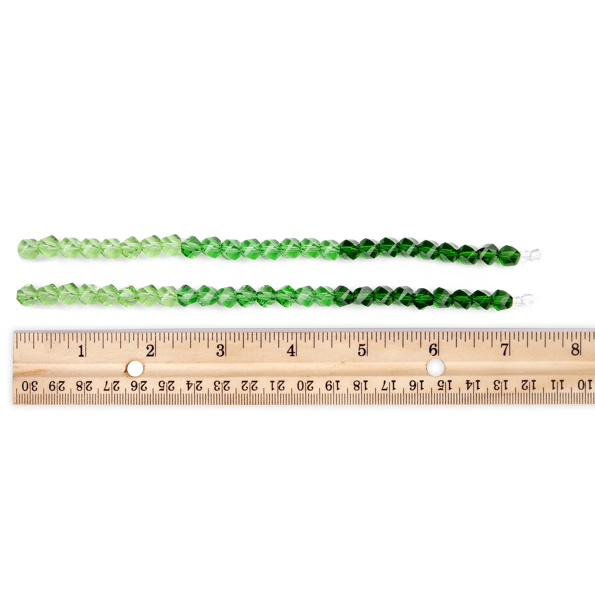 Cousin DIY 2-Strand Ombre Green Octahedron Glass Beads, 50 Piece, Adult