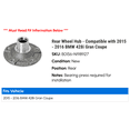 thumbnail image 2 of Rear Wheel Hub - Compatible with 2015 - 2016 BMW 428i Gran Coupe, 2 of 2