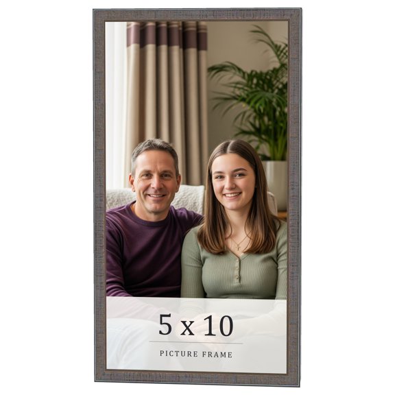 5x10 IN Frame Blue Kingsley Pewter Solid Wood Picture Frame Width 0.75 Inches |Interior Depth 0.5
